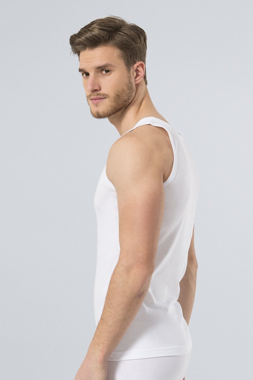 Pamuklu Ribana Kesim Erkek Atlet Türen 109 - Beyaz