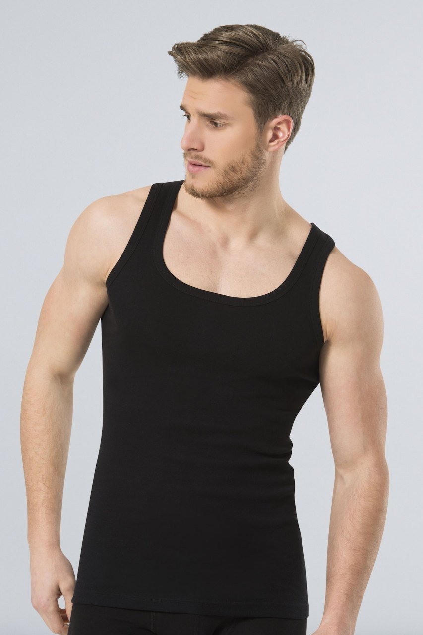 Ribana Kesim Pamuklu Erkek Atlet Türen 109 - Siyah