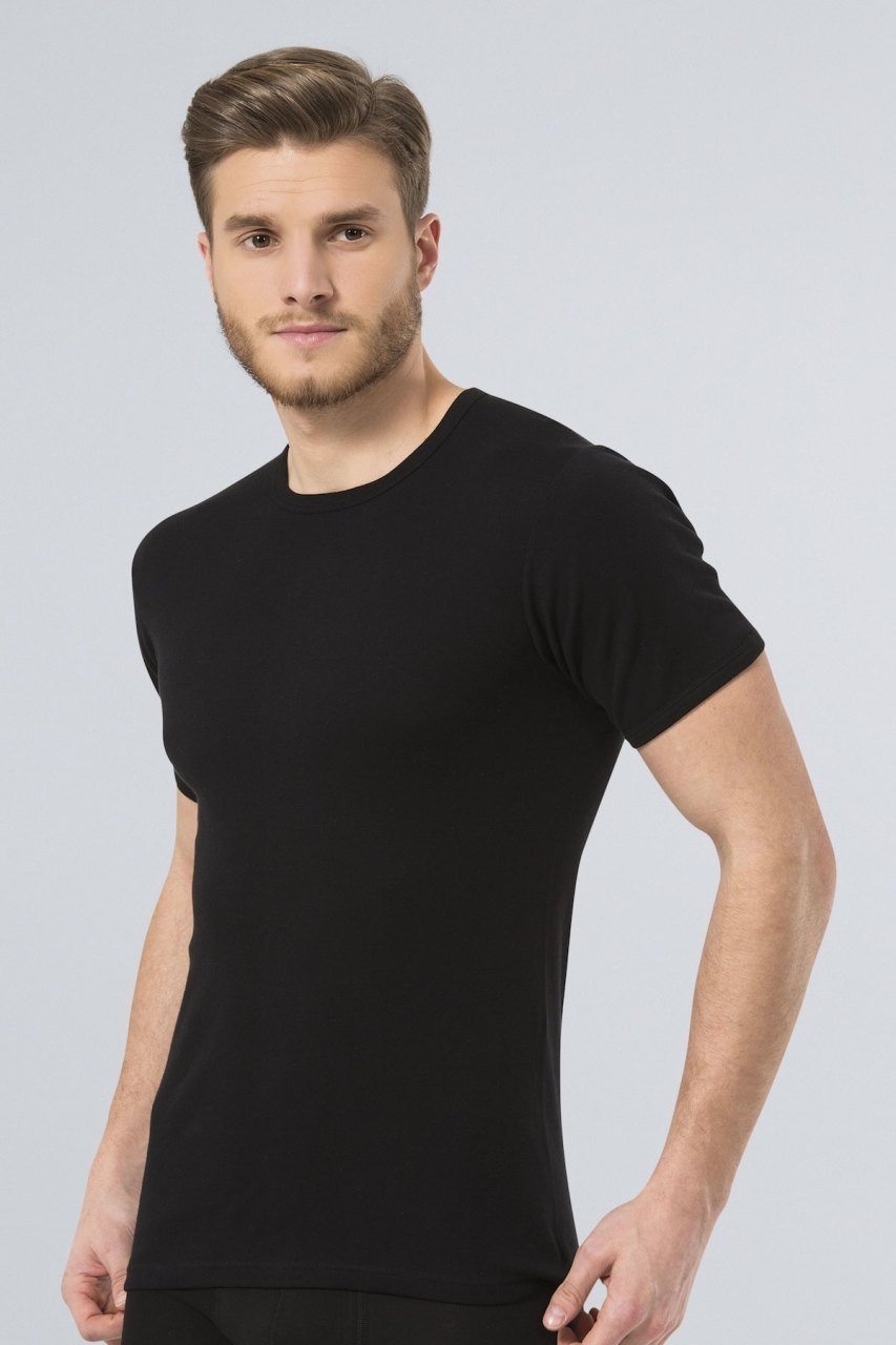 Pamuklu Ribana O Yaka Atlet Türen 102 - Siyah