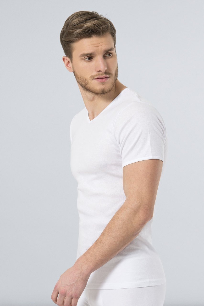 Ribana V Yaka Erkek Fanila 2'li Paket Türen 156 - Beyaz