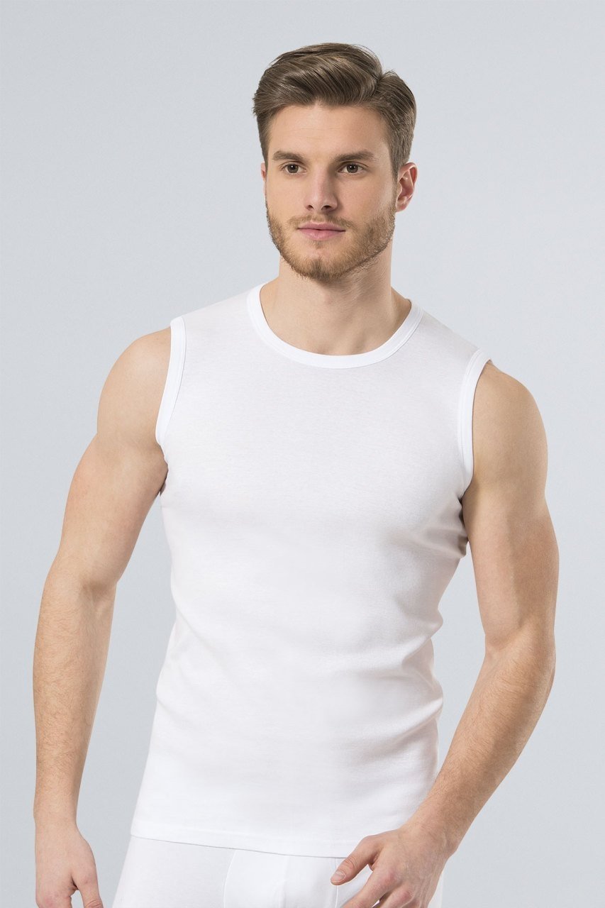 Pamuklu Ribana O Yaka Atlet 2'li Paket Türen 134 - Beyaz