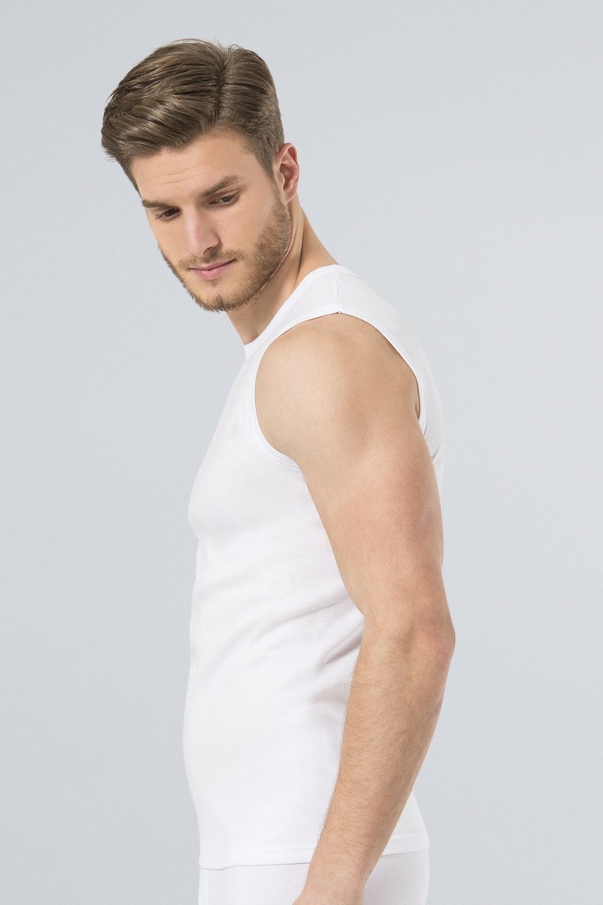 Pamuklu Ribana O Yaka Atlet 2'li Paket Türen 134 - Beyaz