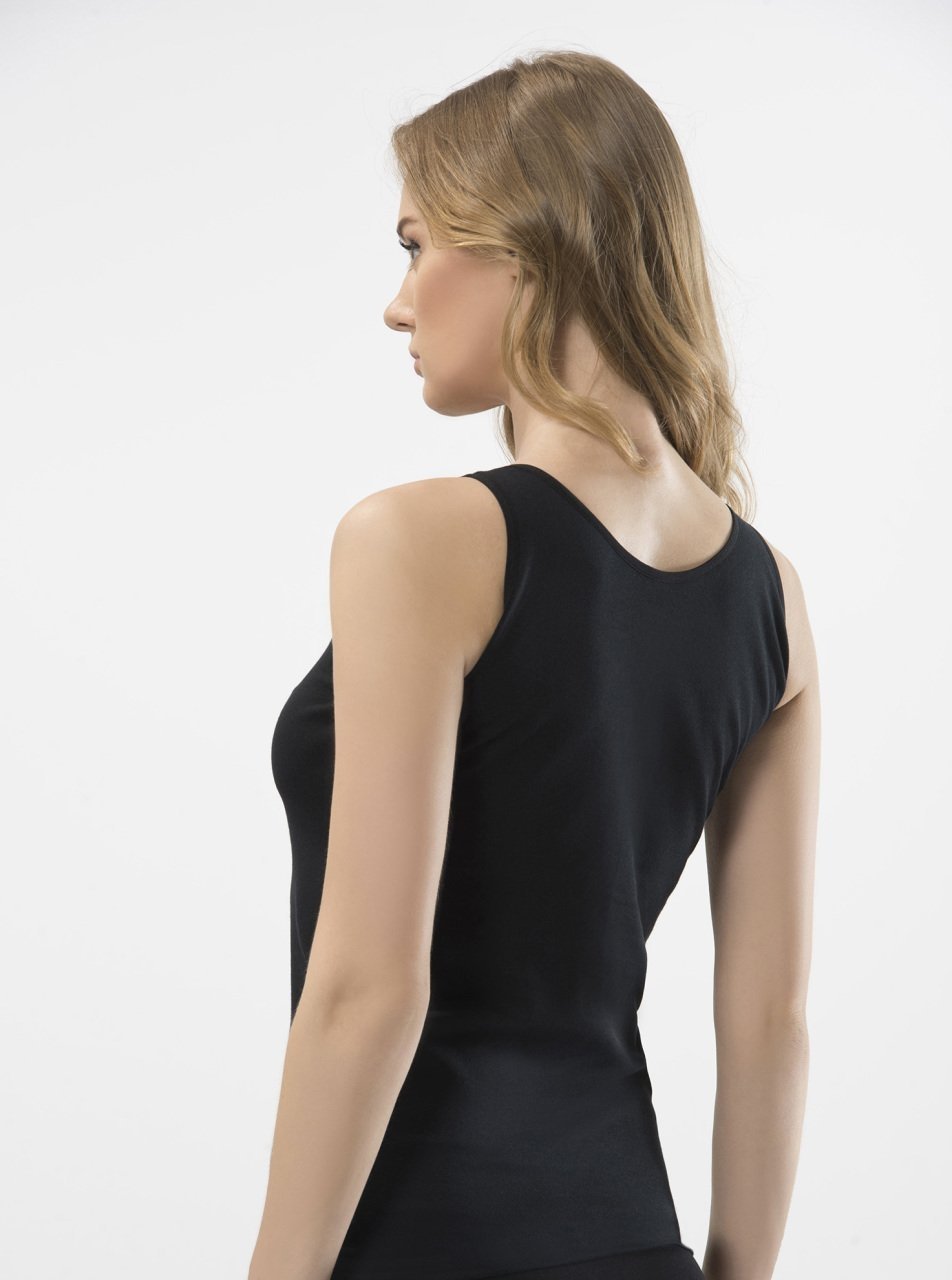 Dantelli V Yaka Pamuklu Atlet 2'li Paket Türen 290 - Siyah