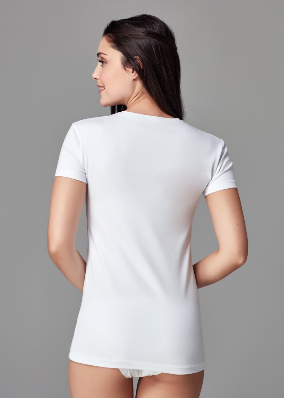 Pamuklu Esnek V Yaka Body Dagi 5003 - Beyaz
