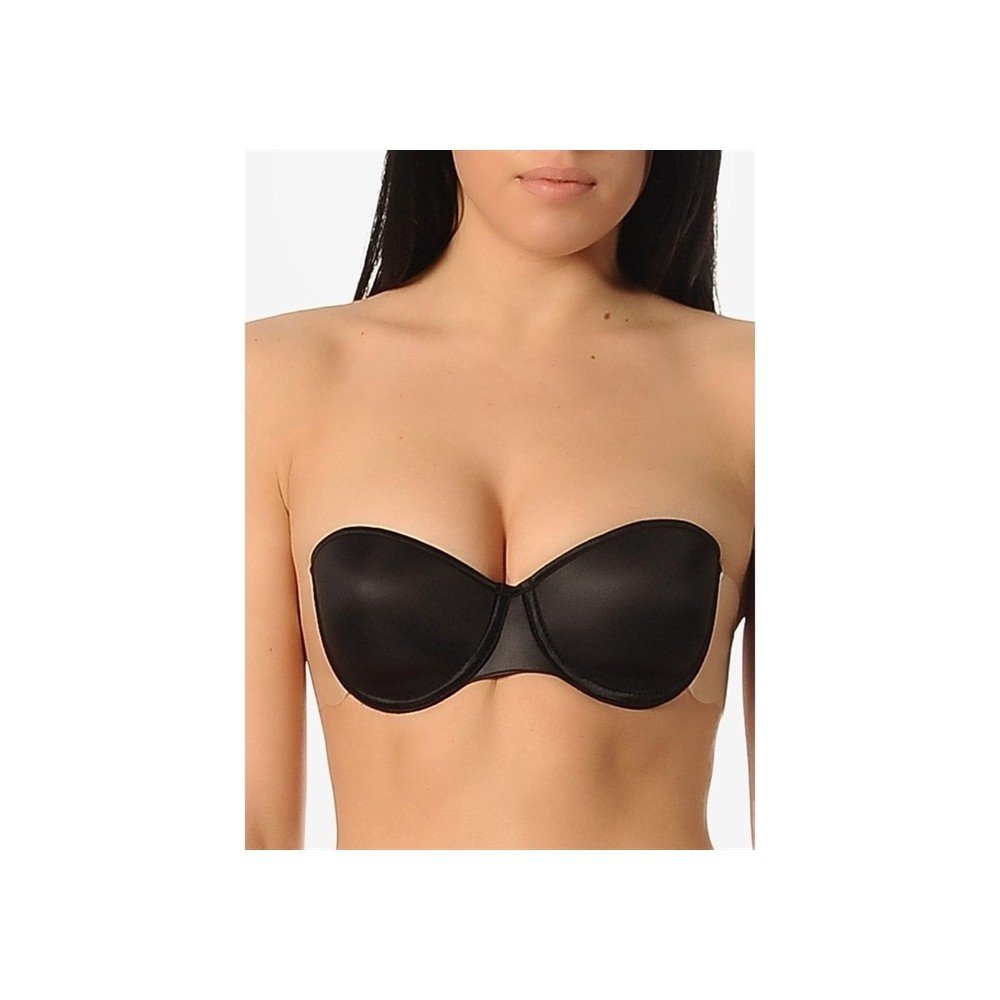 Destekli Yandan Yapıştırma Sırtsız Sütyen Yeni İnci 8004 - Siyah