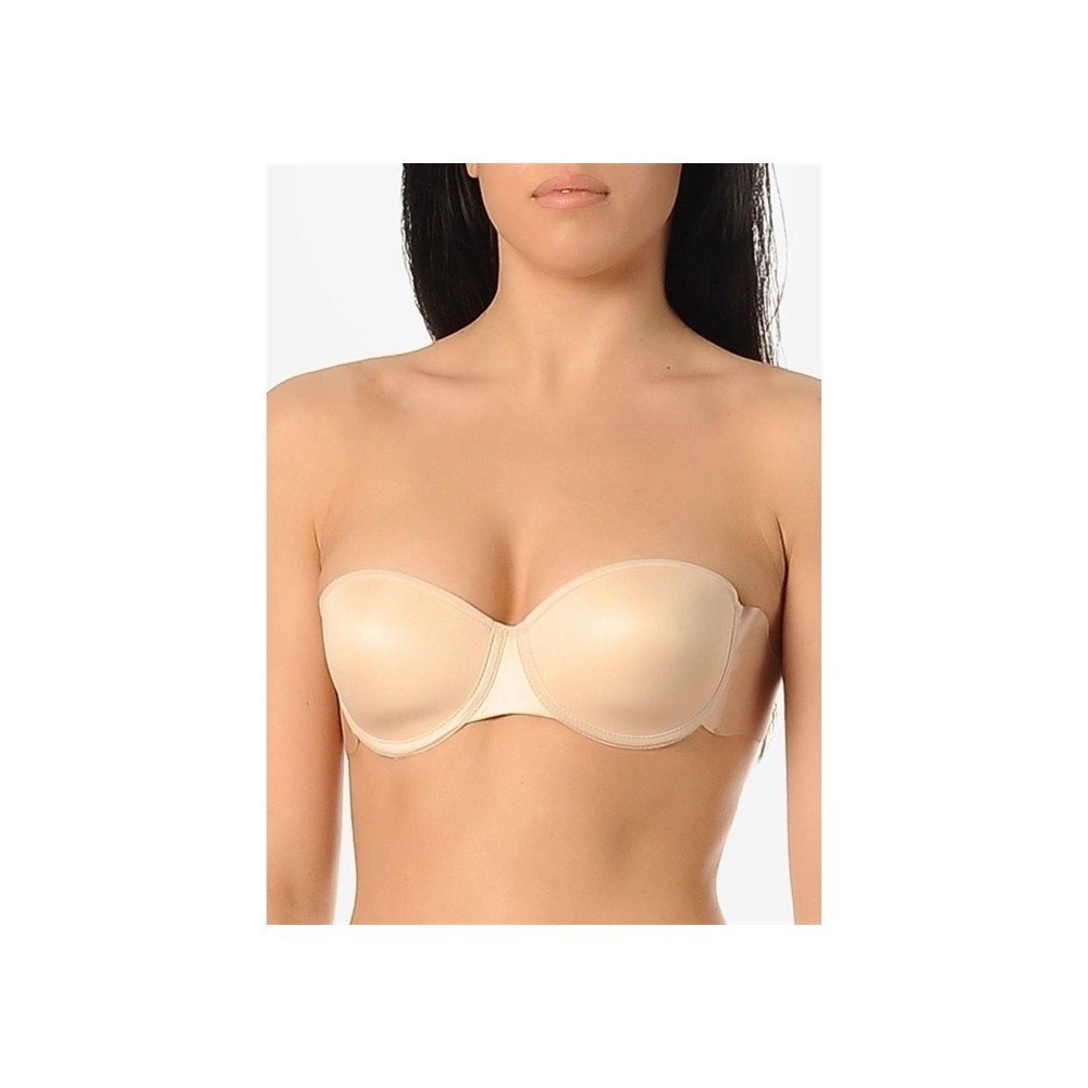 Destekli Yandan Yapıştırma Sırtsız Sütyen Yeni İnci 8004 - Ten