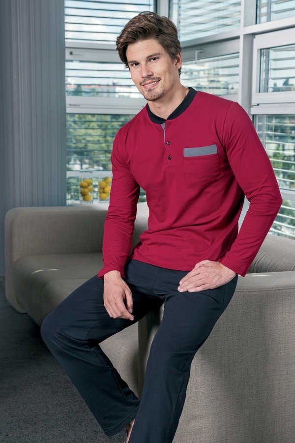 Lacivert Bordo Süprem Erkek Pijama Takımı Yeni İnci 446 - Bordo