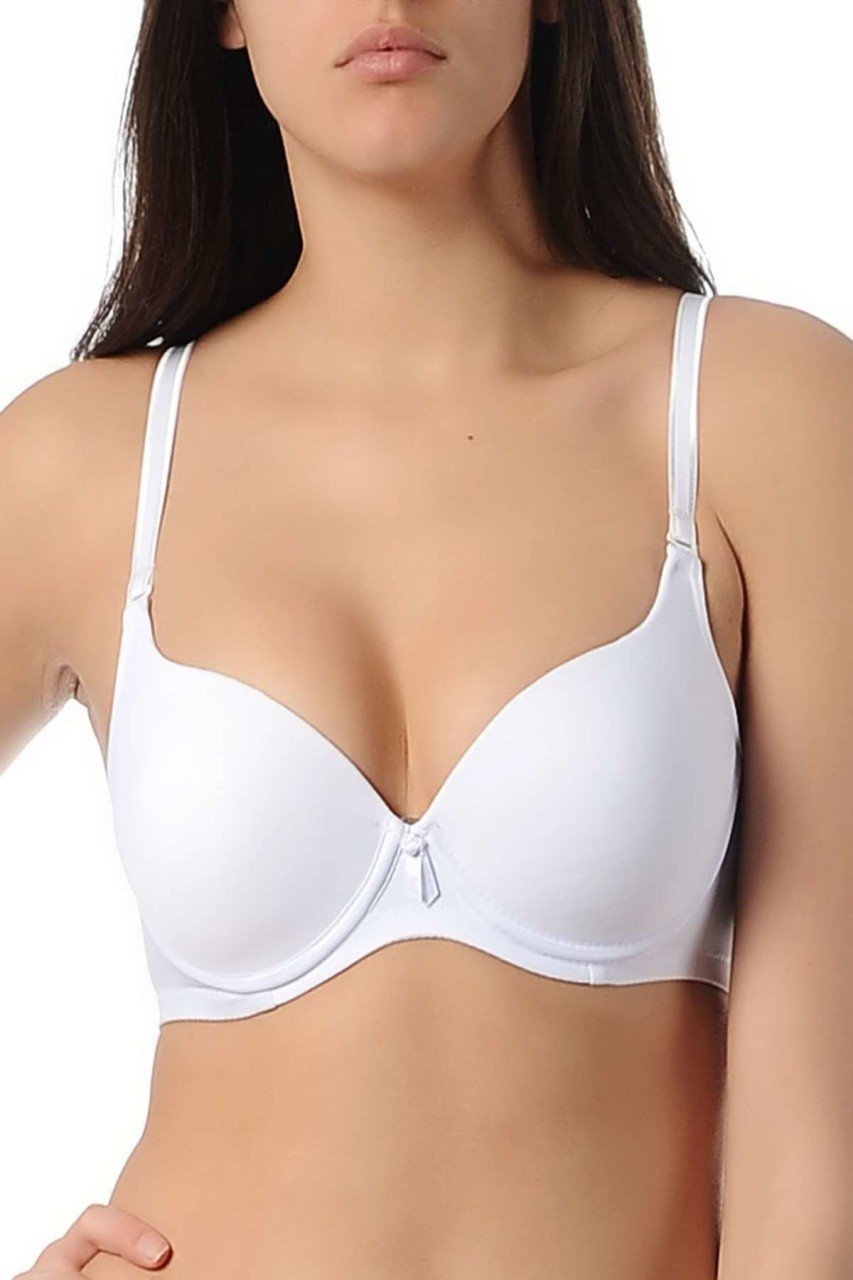 Destekli Yarım Kap Sütyen Siyah Yeni İnci 6559 - Beyaz