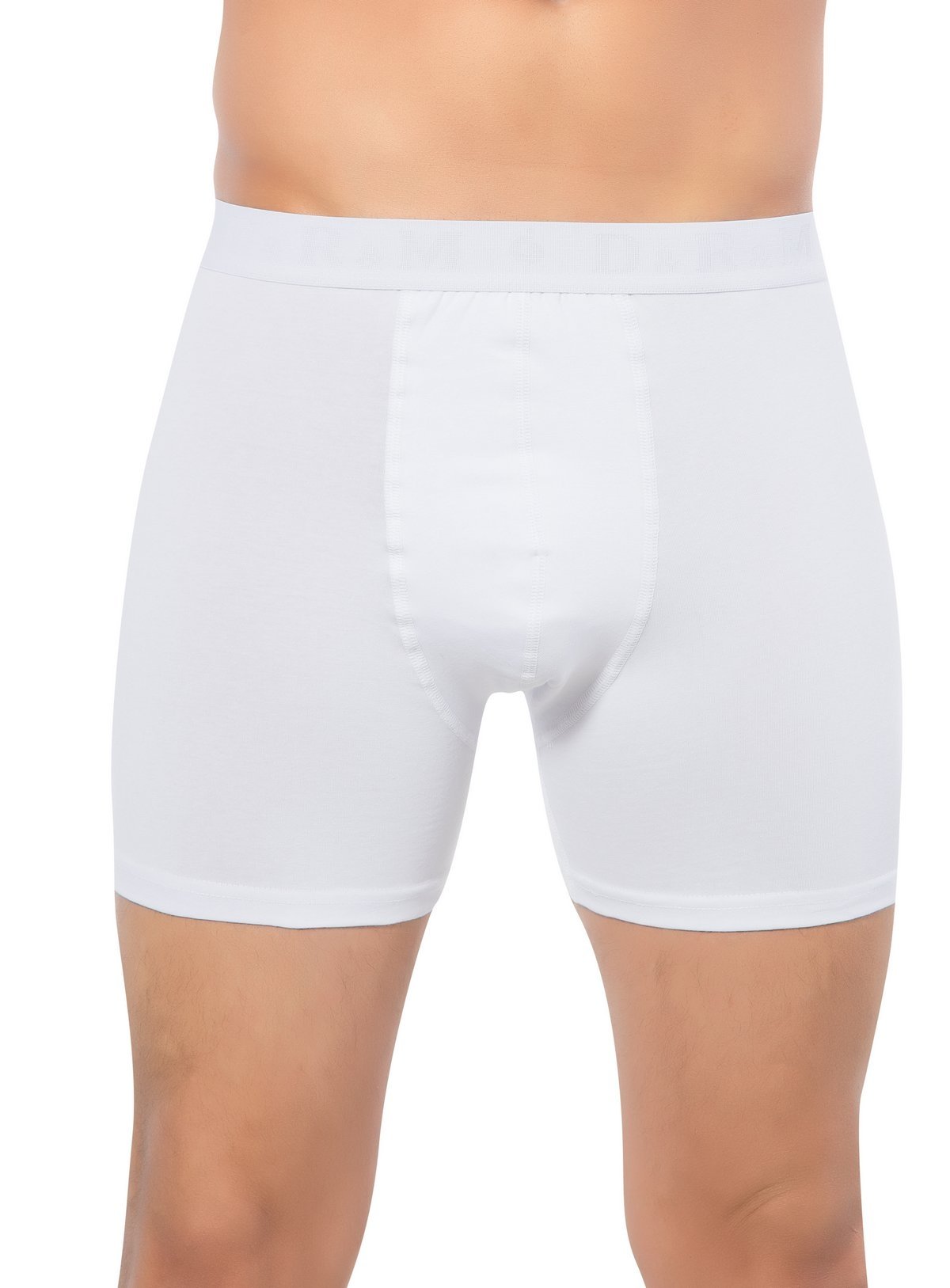 Pamuklu Elastan Uzun Paça Boxer Lüx DRM 692 - Beyaz