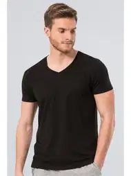Pamuklu Slim Fit Siyah T-Shirt Cacharel 2170