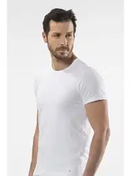 Pamuklu O Yaka Kısa Kollu T-shirt Cacharel 1305