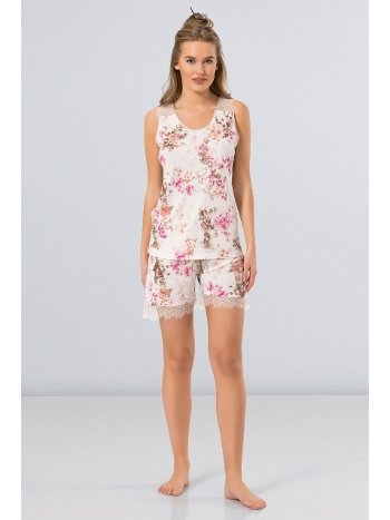Çiçekli Şort Takım Kadın Pijama Takımı Türen 3266