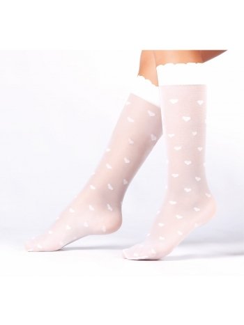Yüksek Pamuklu Kalpli Çocuk Dizaltı Çorap Daymod 2222006