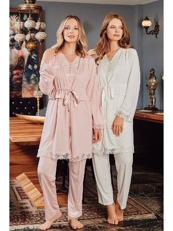 Hamile Lohusa 3 Lü Pijama Sabahlık Takım Bone Club 5104