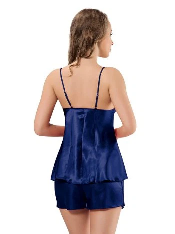 Saten Dantel Detaylı İki Parça Gecelik Sistina 331 - 2