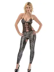 Zebra Desenli Lame Deri Fantezi Gece Elbisesi Sistina 490