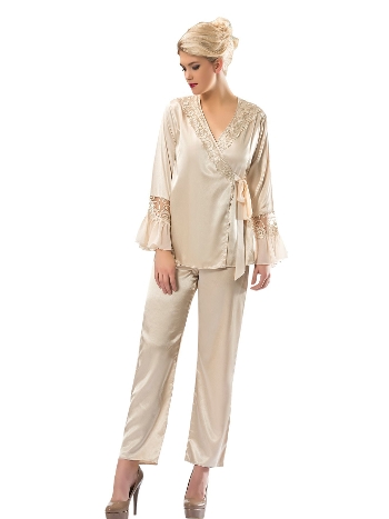 Gold Renkli Saten Pijama Takımı Sistina 1592