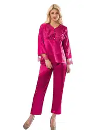 Fuşyadan Tasarlanmış Saten Pijama Takımı Sistina 1595