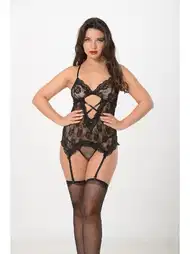 Dantel Detaylı Siyah Jartiyer Takım Sistina 805