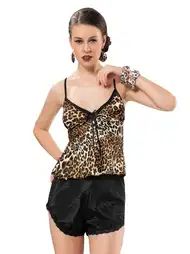 Leopar Desenli Saten Gecelik Sistina 1461