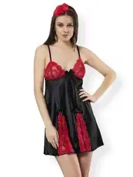 Saten Dantel Biye Detaylı Kadın Gecelik Sistina 309