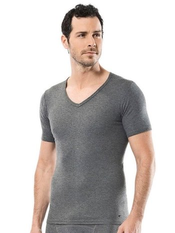 Fırçalı İç Yüzey Termal Kısa Kol V Yaka Cacharel 1602