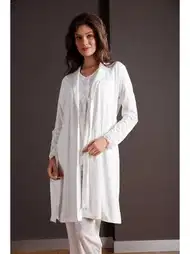 Esnek Bel Bandı ve Emzirme Açıklığı Hamile Pijama Takımı Yeni İnci 109