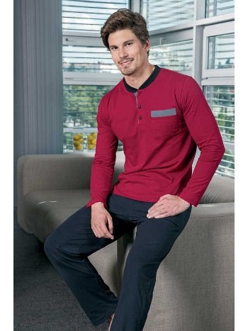 Lacivert Bordo Süprem Erkek Pijama Takımı Yeni İnci 446