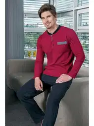 Lacivert Bordo Süprem Erkek Pijama Takımı Yeni İnci 446