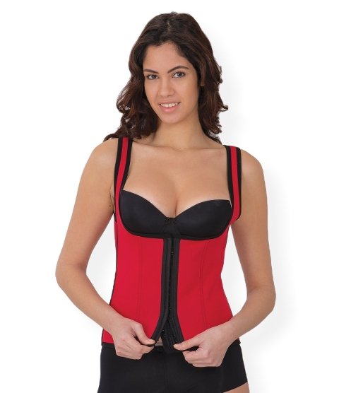 Agraflı Göğsü Açık Korse Yüksek Bel Emay 9173 - Kırmızı