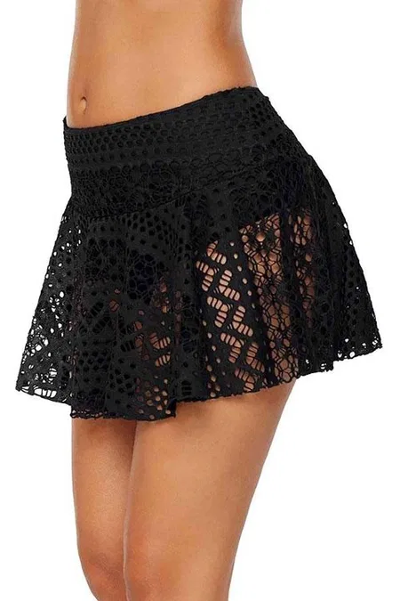 Angelsin Dantel Etekli Bikini Alt - Siyah