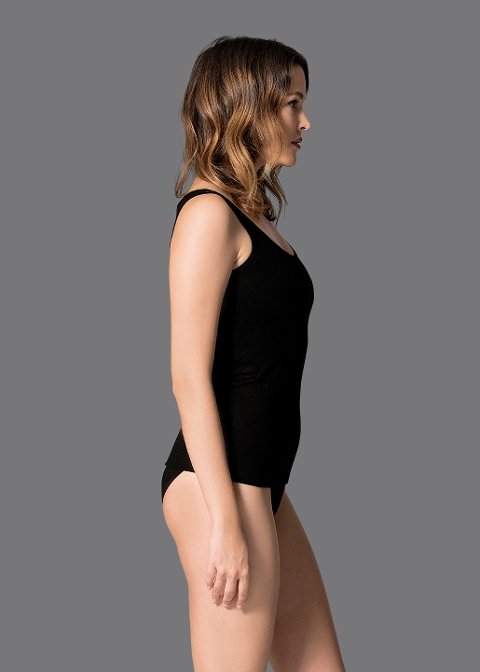 Pamuklu Geniş Askılı Atlet Kadın Dagi 5005 - Siyah