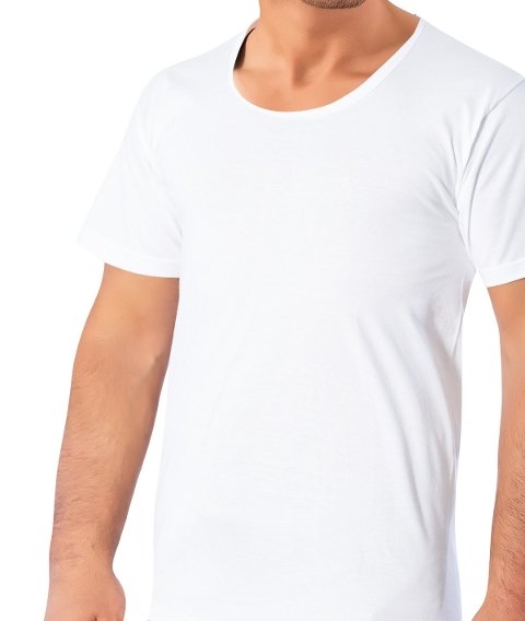 Pamuklu Ribana V Yaka Erkek Atlet Lüx DRM 025 - Beyaz