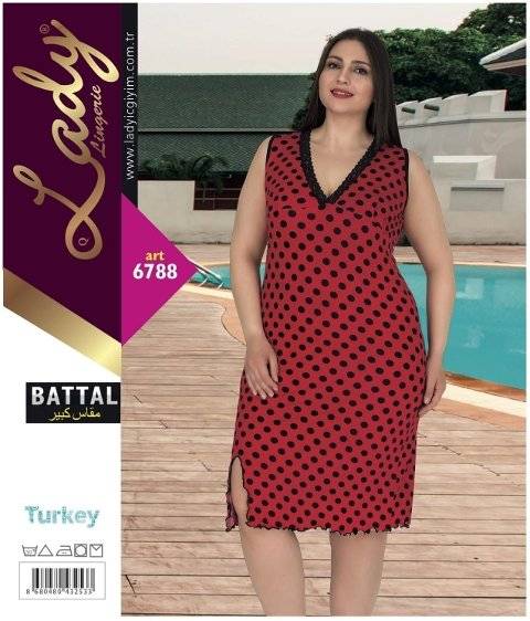 Lady Kısa ve Geniş Kol, Kırmızı Kadın Pijama Takımı Lady 6788 - Görsel 3