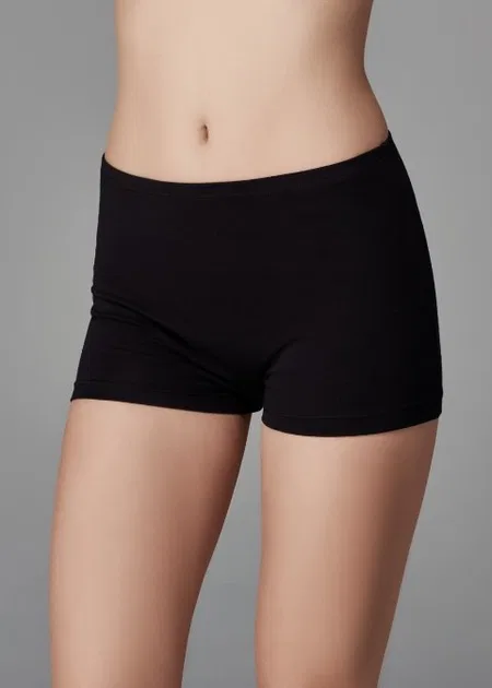 Uzun Paçalı Yumuşak Lastikli Kadın Boxer Dagi 5112 - Siyah