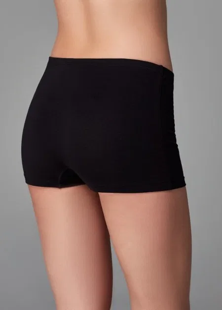Uzun Paçalı Yumuşak Lastikli Kadın Boxer Dagi 5112 - Siyah