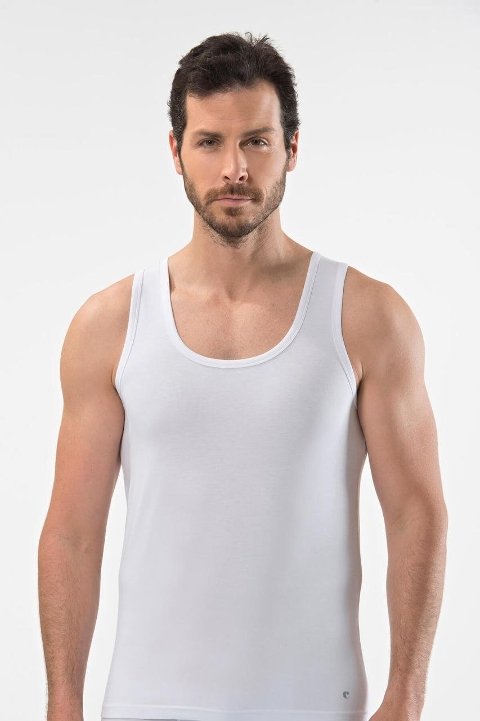 Pamuklu Ribana Askılı Atlet Cacharel 1301 - Beyaz