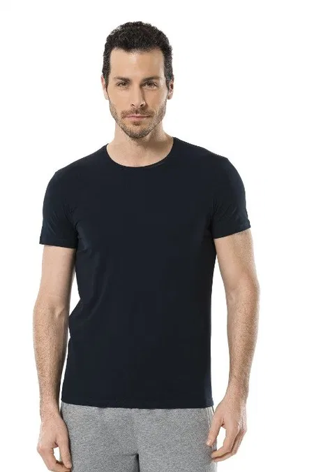 Ribana Kesim Likralı O Yaka T-shirt Cacharel 1331 - Lacivert