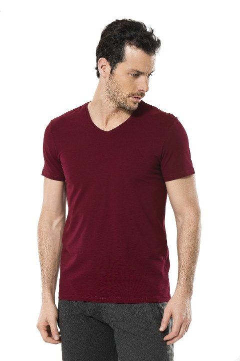 Yıkama dayanıklı V Yaka Likralı T-shirt Cacharel 1332
