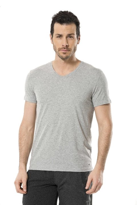 Likralı V Yaka Erkek Atlet Gri Cacharel 1332