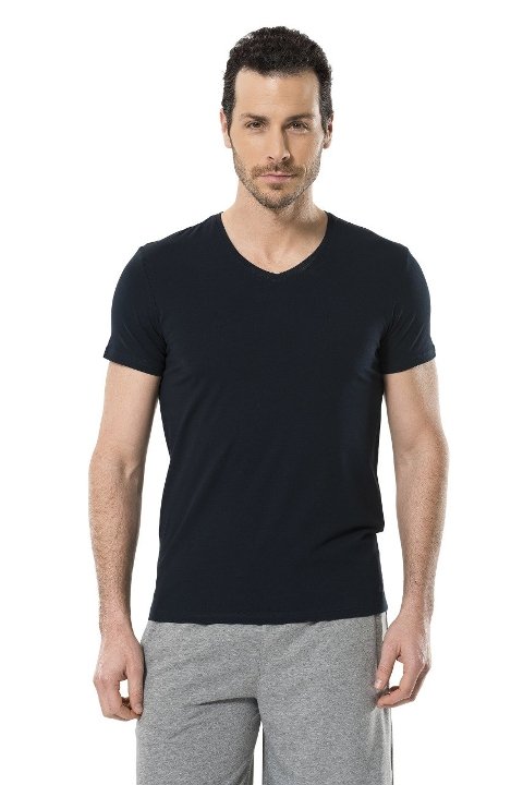 Lacivert Likralı V Yaka Erkek Atlet Cacharel 1332