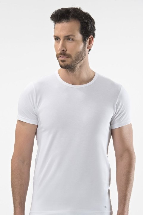 Pamuklu O Yaka Kısa Kollu T-shirt Cacharel 1305 - 2