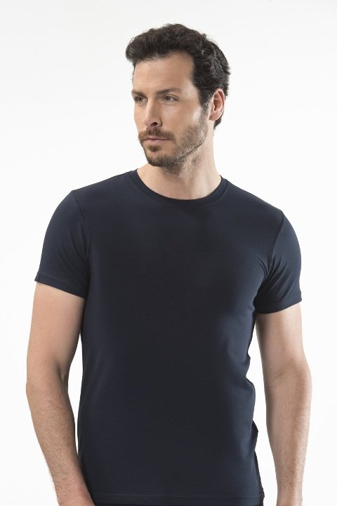 Pamuklu Ribana Kısa Kollu Atlet Cacharel 1307 - Lacivert