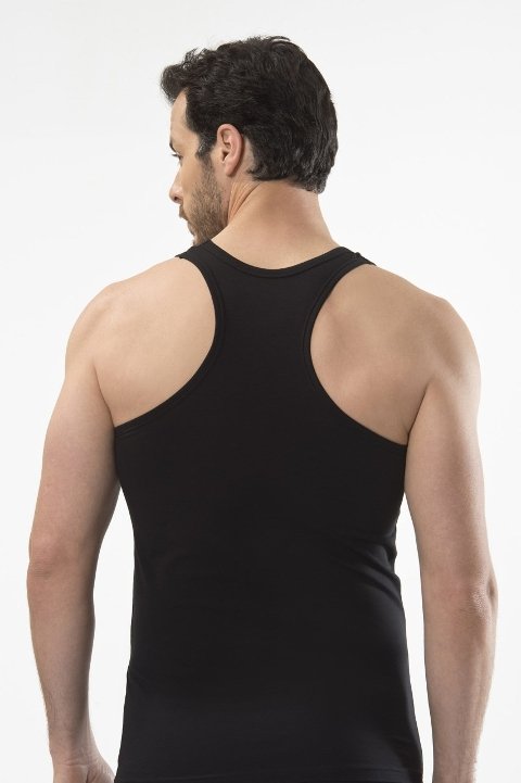 Pamuklu Ribana Kesim Siyah Erkek Atlet Cacharel 1302 - 2