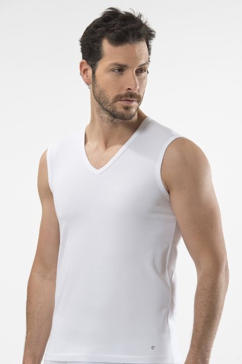 Pamuklu Ribana V Yaka Erkek Atlet Cacharel 1304