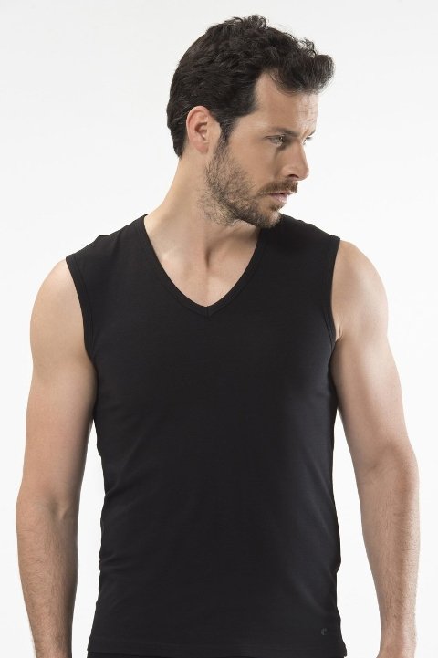 Pamuklu Elastan V Yaka Erkek Atlet Cacharel 1304 - 2