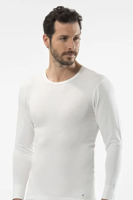 Termal Fırçalı İç Yüzey Uzun Kol T-Shirt Cacharel 1603 - Beyaz