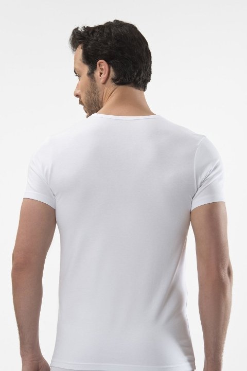 Pamuklu V Yaka Kısa Kollu Atlet Cacharel 1306 - Beyaz