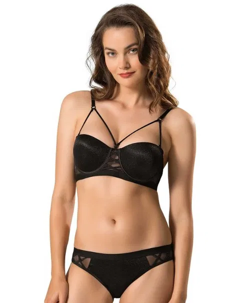 Push-Up Sütyen Bikini Külot Takımı Le Jardin 5030 - Siyah