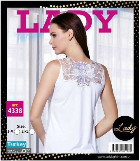 Pamuklu Çiçek Figürlü Atlet Kadın Lady 4338 - Beyaz